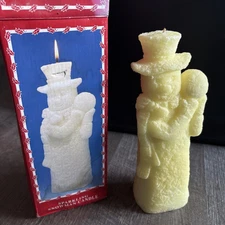 Vintage Unused Christmas Large Sparkling Snowman Candle Unused in Box