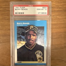 1987 FLEER #604 BARRY BONDS ROOKIE RC PSA 10
