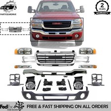 Front Bumper Chrome Kit Grille Lights For 2003-2006 Gmc Sierra 2500hd 3500 Front Bumper Chrome Kit Grille Lights For 2003-2006 Gmc Sierra 2500hd 3500