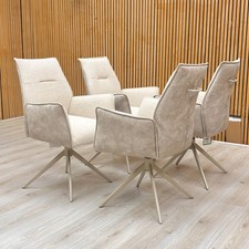 Furniture Village ‘Mirage’ Swivel Dining Chairs Neutral Fabric - Set of 4 NEW