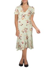 Lauren Ralph Lauren Women Puff Sleeve V Neck Midi Dress Green Size 10 Green $185