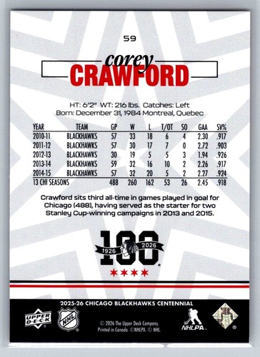 2025-26 Upper Deck Chicago Blackhawks Centennial Single Card Pick List - Picture 119 of 201