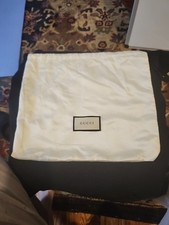 GUCCI Dust Bag - White Satin Black Drawstring - 14" By 12"