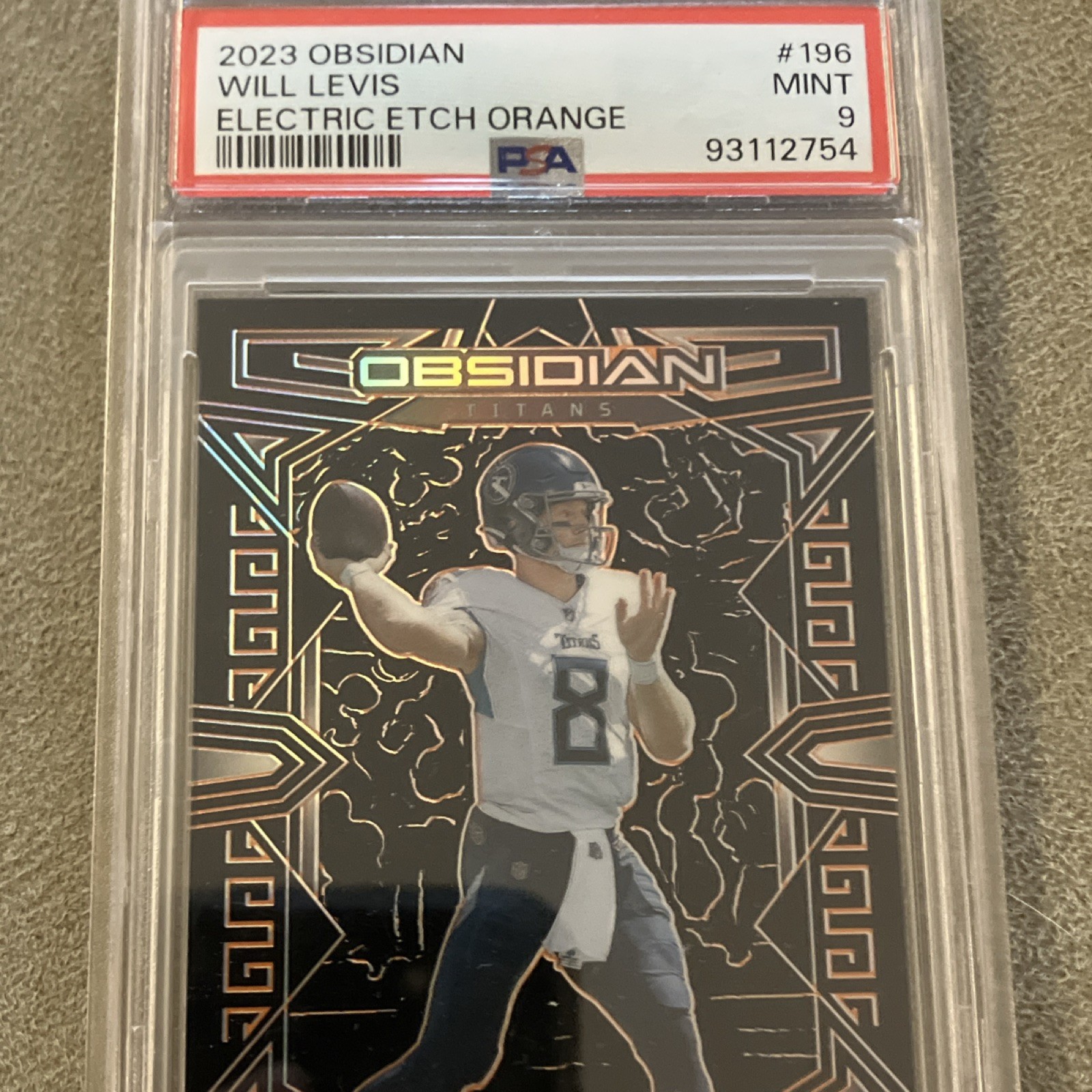 2023 Panini Obsidian Will Levis #196 Electric Etch Orange /49 RC PSA 9 Titans