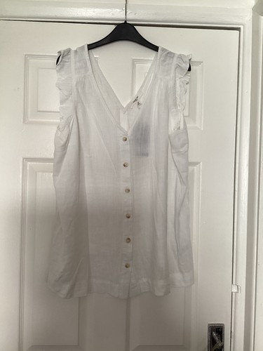 Ladies Next White Linen Top Size 22 Bnwt