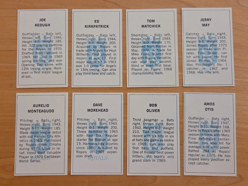 Conjunto de 24 estampillas de jugadores Dell Today Team 1971 de los reales de Kansas City 8 grandes *WSC* Foto 4 de 4