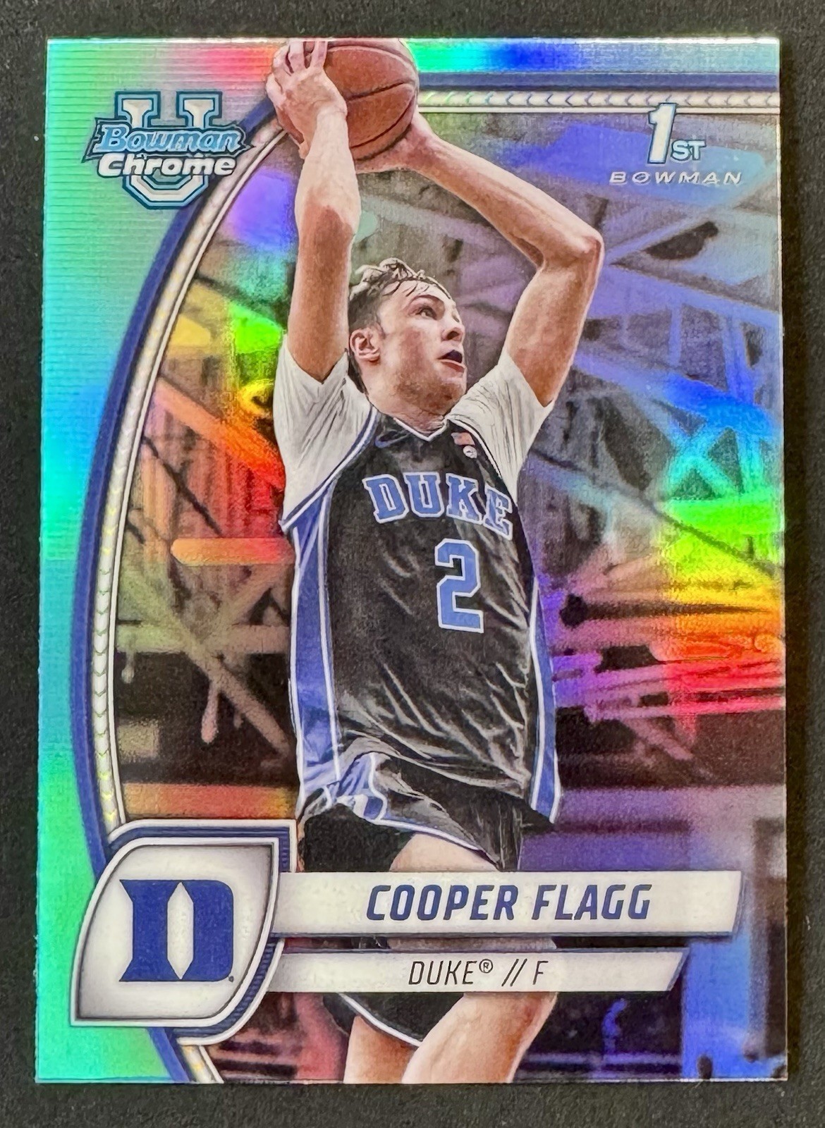 Cooper Flagg 2024-25 Bowman University Chrome Sky Blue Refractor Duke RC #16