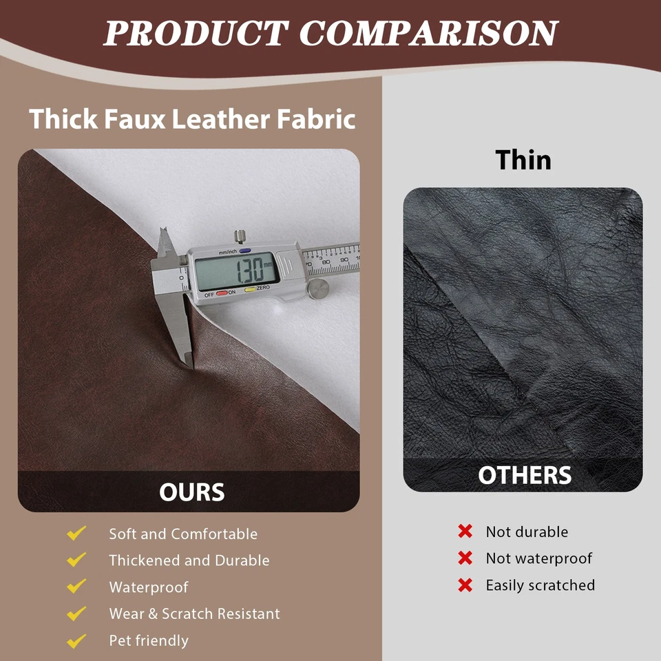 1.3毫米厚人造皮革织物预切复古合成内饰褶饰 — 第 2/4 张图片