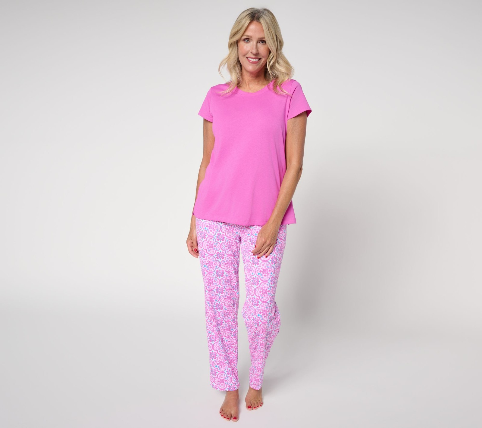 Carole Hochman Women's Plus Sz Sleepwear 1X 100% Cotton Lounge Set Red A680133