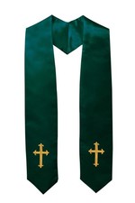 Adults' Traditional Choir Stole with Embroidery Cross 60" Forest Green