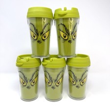Lot of 5 The Grinch Dr. Seuss Small Plastic 9 oz Drink Beverage Tumblers