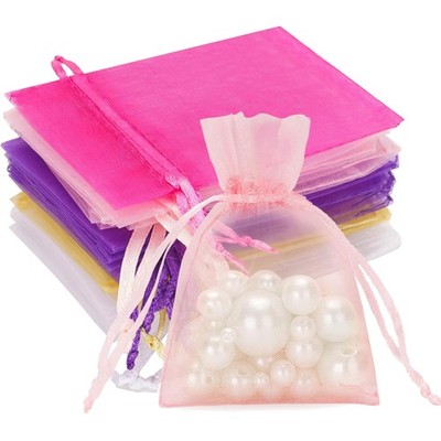 Multicolor Organzasäckchen 7x9 cm   100 Stück Geschenkbeutel mit Kordelzug