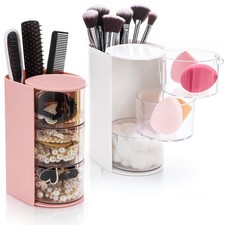 2 Pack Hair Brush Holders, 3-layer Rotatable Hair Tie Organizer, Clear Acryli...