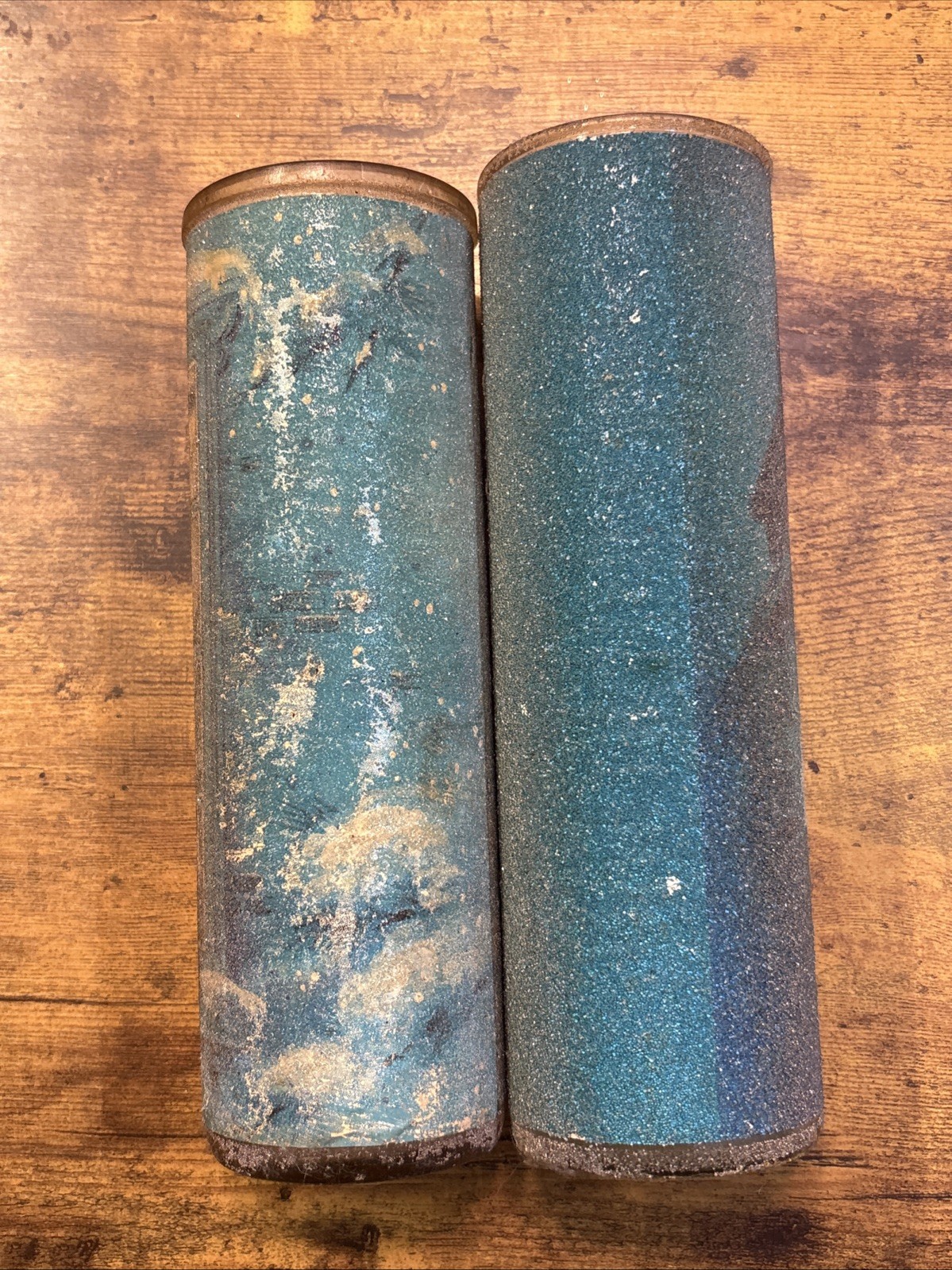 2 Vintage 1970's Sugar Frosted Christmas Pillar Candles