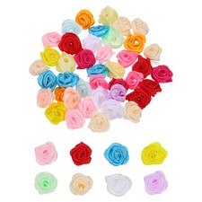 50 Pack 0.6" Roses Flower Satin Ribbon for Crafts for Sewing Mixed Colors