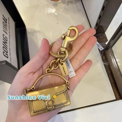 NWT Coach Iconic Metal 3D Tabby Bag Charm Brass Keychain Key Fob