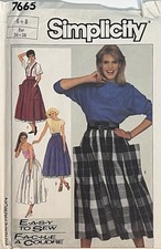 SIMPLICITY 7665 MISSES 6  8 SKIRT PETTICOAT boho VTG 80s Easy Sew PATTERN UNCUT