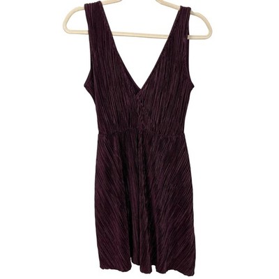 Divided Womens Dark Purple Pleated Mini Dress Size 2 Whimsigoth Party Date Goth