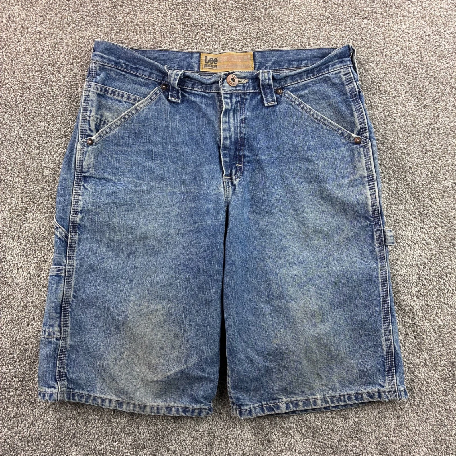 Vintage Lee Dungarees Carpenter Shorts Mens 30 Blue Cotton Denim Workwear