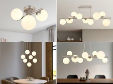 Ausgefallene Deckenlampen Wohnzimmer über Couchtisch Glaskugeln mehrflammig