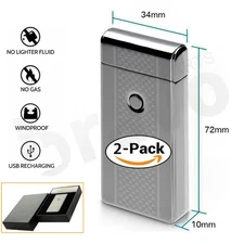 2X Dual Arc Electric Lighter USB charge Plasma Windproof Flameless Cigarette