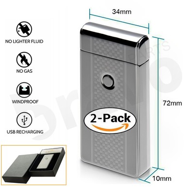 2X Dual Arc Electric Lighter USB charge Plasma Windproof Flameless Cigarette