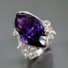 Gemstone 24 ct Natural Amethyst Ring 925 Sterling Silver Size 8 /R430489