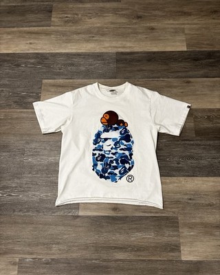 A Bathing Ape Baby Milo Camouflage Graphic White Blue Men's T