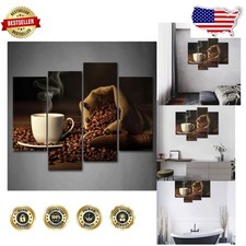 "Brewed Perfection" 4-Panel Coffee Wall Art - Gallery Wrapped Canvas