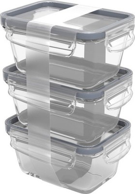 Rotho Kühlschrankdose Glas CLIC & LOCK 0,5 L, 3er Set  Vorratsdose