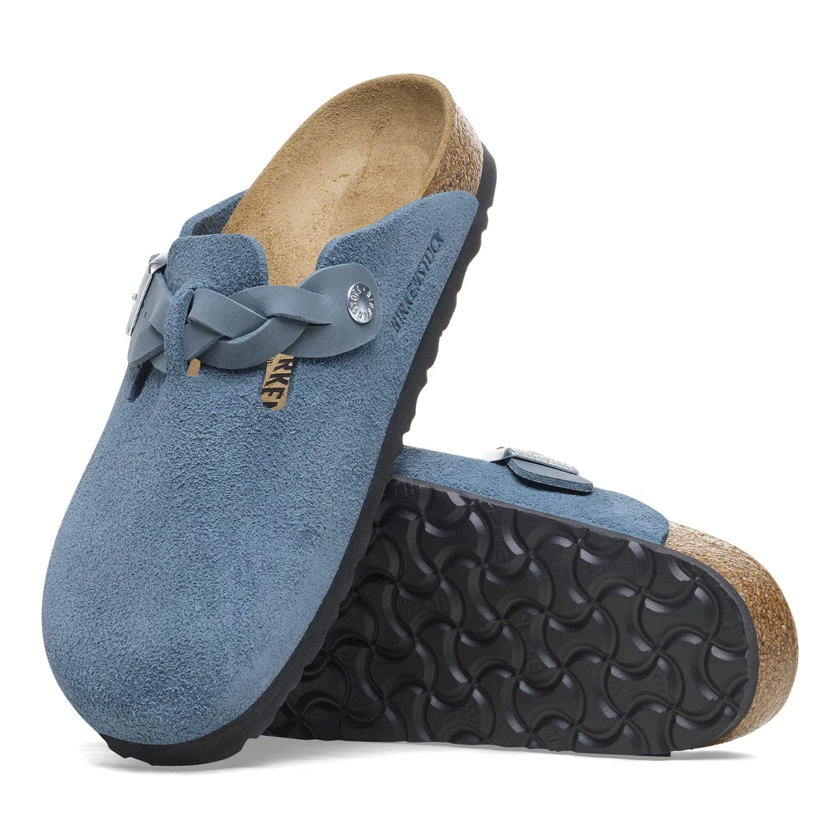 Birkenstock Boston Braided Suede Leather Women's Clogs Elemental Blue New