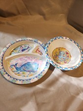 MacKenzie-Childs Melamine Plate And Bowl Child's Set Ocean Theme Octopus Whale