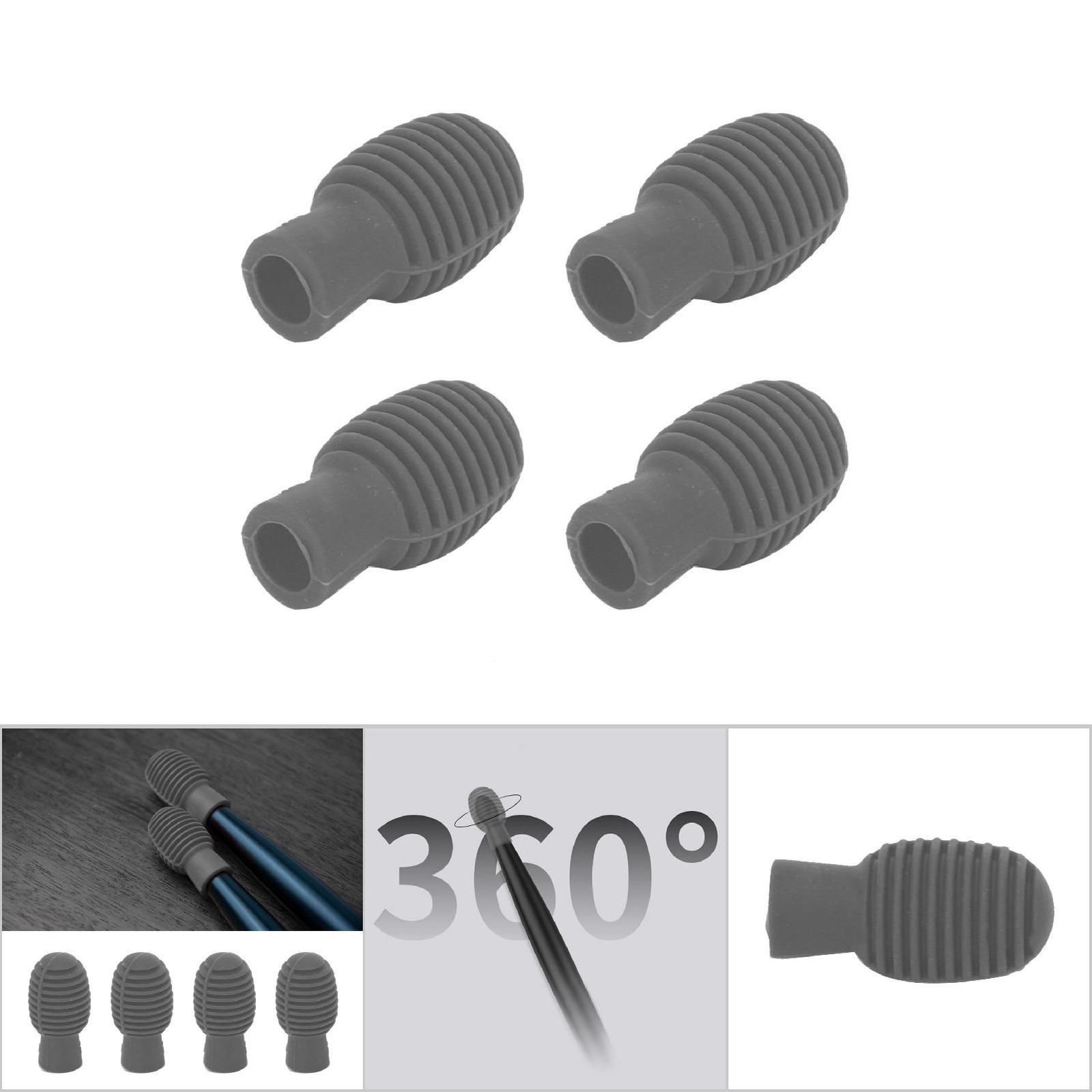 4Pcs Drum Stick Practice Tip Portable Silicone Mute Drumstick For Beginner OU