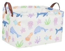 Rectangular Boys Basket,Kids Storage Basket with Handles for Room 1 Ocean