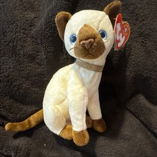 Ty Beanie Babies Siamese Cat Plush Retired with Heart Tag Age 3 3-4 8-11 Years