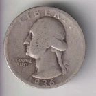 1936-D WASHINGTON QUARTER 25¢ DENVER 90% SILVER COIN UNITED STATES MINT