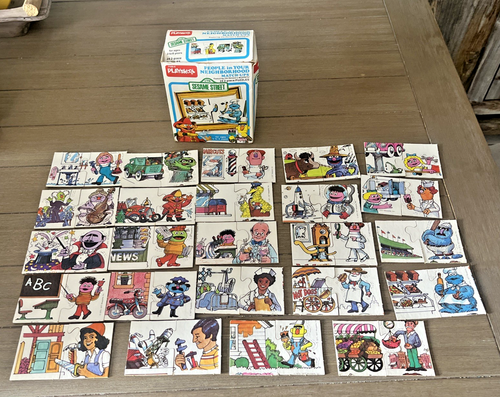 VTG 1977 Playskool SESAME STREET People in your Neighborhood Match Ups Puzzle - 第 10/10 張圖片