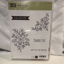 Stampin' Up So Very Grateful Rubber Cling Stamp Set Flowers Thank You
