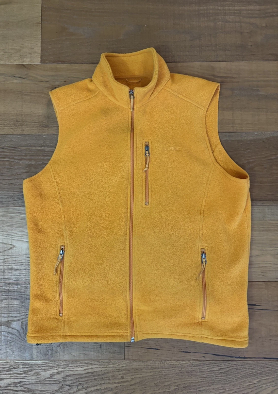 LL BEAN Polartec Fleece Sweater Vest Goldenrod Men's Sz L Gorpcore Cabincore