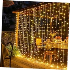 300 LED Curtain Lights, Plug in Fairy Curtain Lights for Bedroom, Warm White