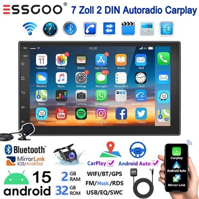 Doppel DIN Autoradio 7 Zoll Android15 2+32G Carplay GPS NAVI RDS WIFI BT MIC KAM