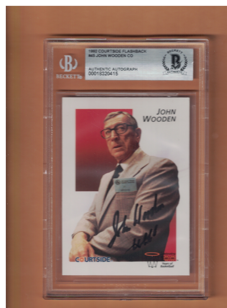 John Wooden Autographed Signed UCLA Bruins 1992 COURTSIDE BASKETBALL CARD BECKET 