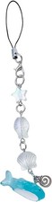 Light Blue Ocean Shell Phone Chain Strap Fish Charm Star Beaded Keychain Phon...