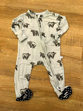 Posh Peanut Newborn Gray Animal Print Zip Footed Sleeper One-Piece bamboo