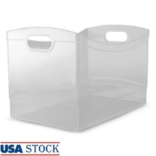 Clear Plastic Utility Storage Organizer Bin W/ Handles Home Office Essentials US