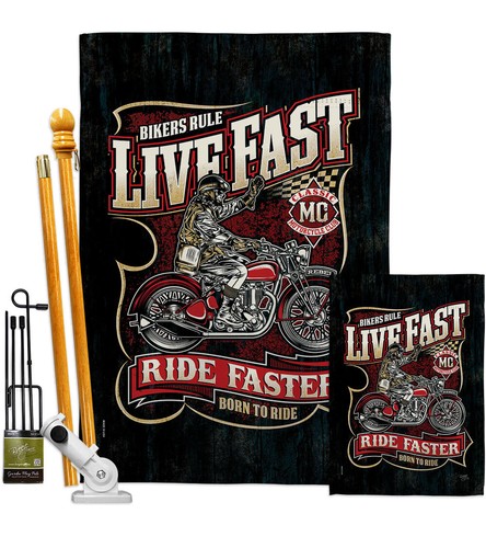 Bikers Rule Garden Flag Vehicle Interests Decorative Gift Yard House Banner - Picture 5 of 17