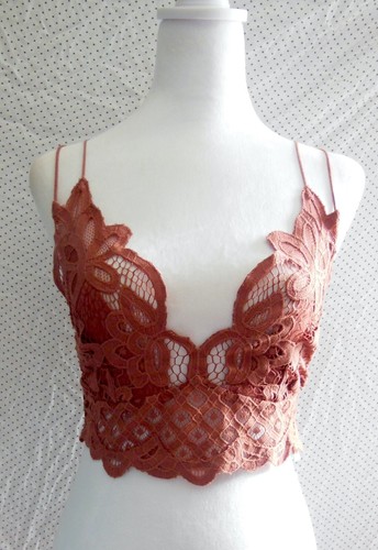 NUEVO ENCAJE FESTONEADO FREE PEOPLE Íntimamente FP ADELLA Cobre BRALETTE M - Imagen 11 de 17