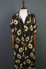 SEZANE Floral Short Sleeve Button Collared Belted A-Line Midi Dress Size S