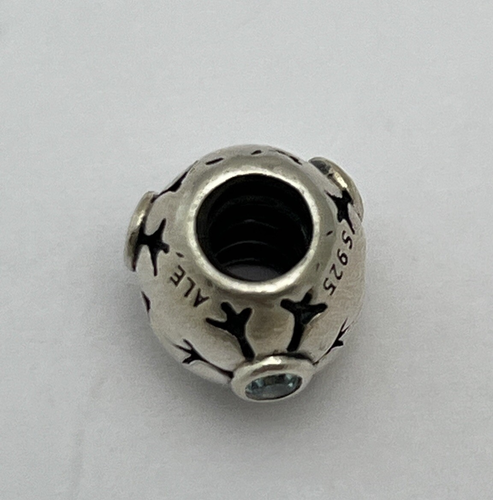 PANDORA STERLING SILVER 925 BLUE CZ SNOWFLAKE BEAD CHARM 790367CZ - Picture 2 of 3