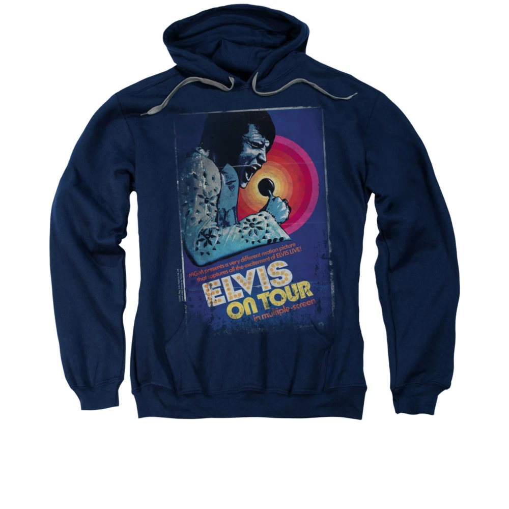 Sweat Elvis Presley Logo Bleu Noir Sweat à Capuche Elvis Presley
